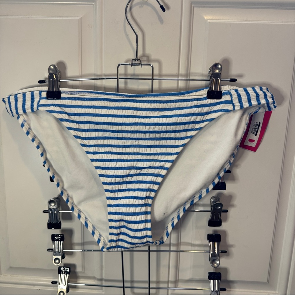 NWT Xhilaration Blue White Striped Textured Bikini Bottom Size XL